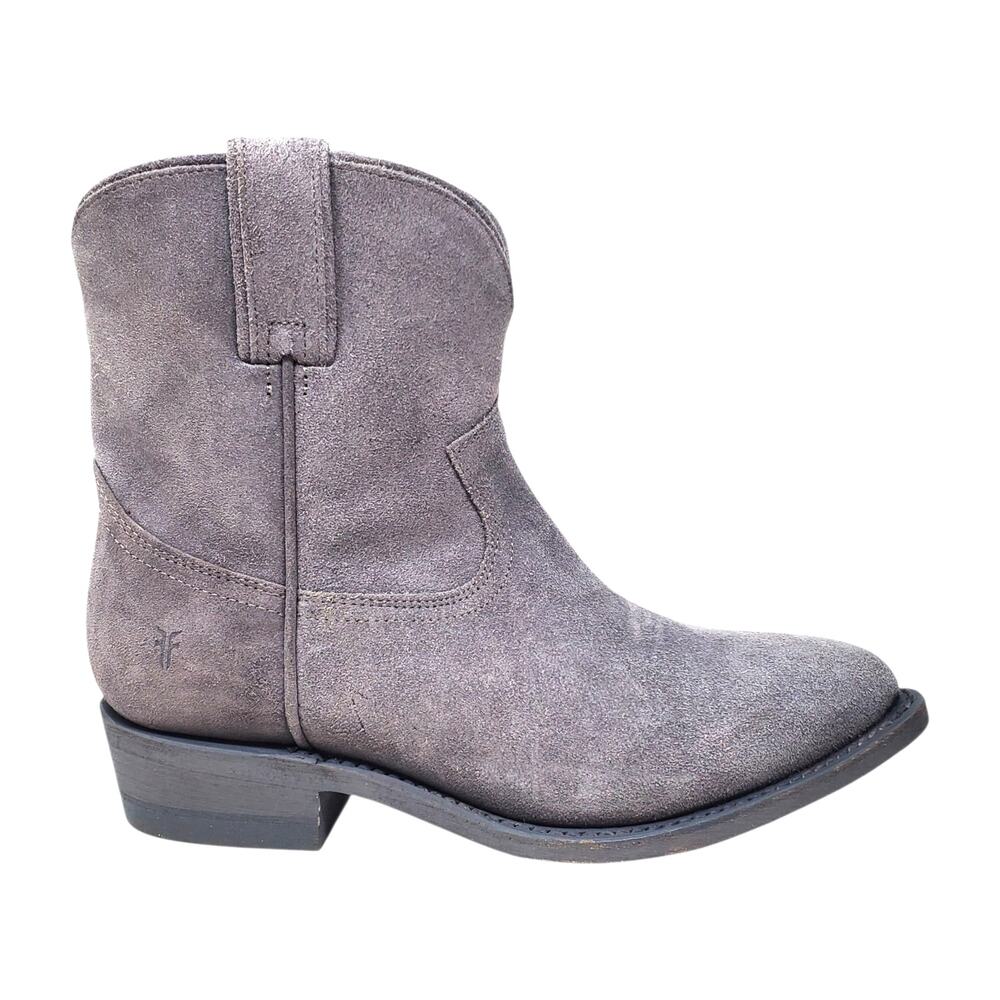 Frye Billy Short Suede Leather Western Booties Blue Ash Velour Pull On Size US 7